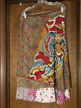 Darn Good Yarn Sari Silk Wrap Skirt Womens Goddess Maxi Boho Gypsy Reversible